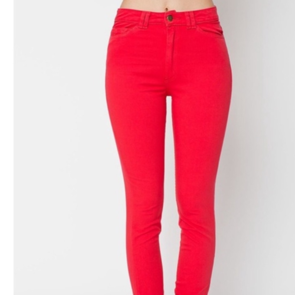 american apparel red jeggings